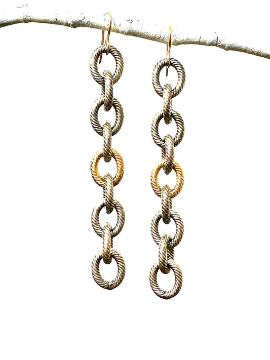 Etched Chain Drops Earrings by CV Designs