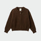 Round Neck Zip Cardigan by Indi & Cold in Chocolate