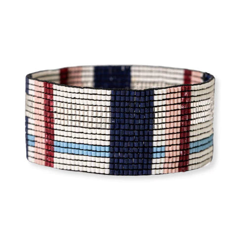 Kenzie Woven Stripes Beaded Stretch Bracelet by Ink+Alloy in Copenhagen