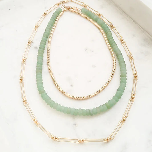 Gemstone Layering Necklace by Virtue in Spearmint