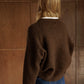 Round Neck Zip Cardigan by Indi & Cold in Chocolate