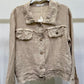 Fringe Hem Button Down Jacket by Milio Milano in Earth Beige