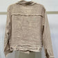 Fringe Hem Button Down Jacket by Milio Milano in Earth Beige