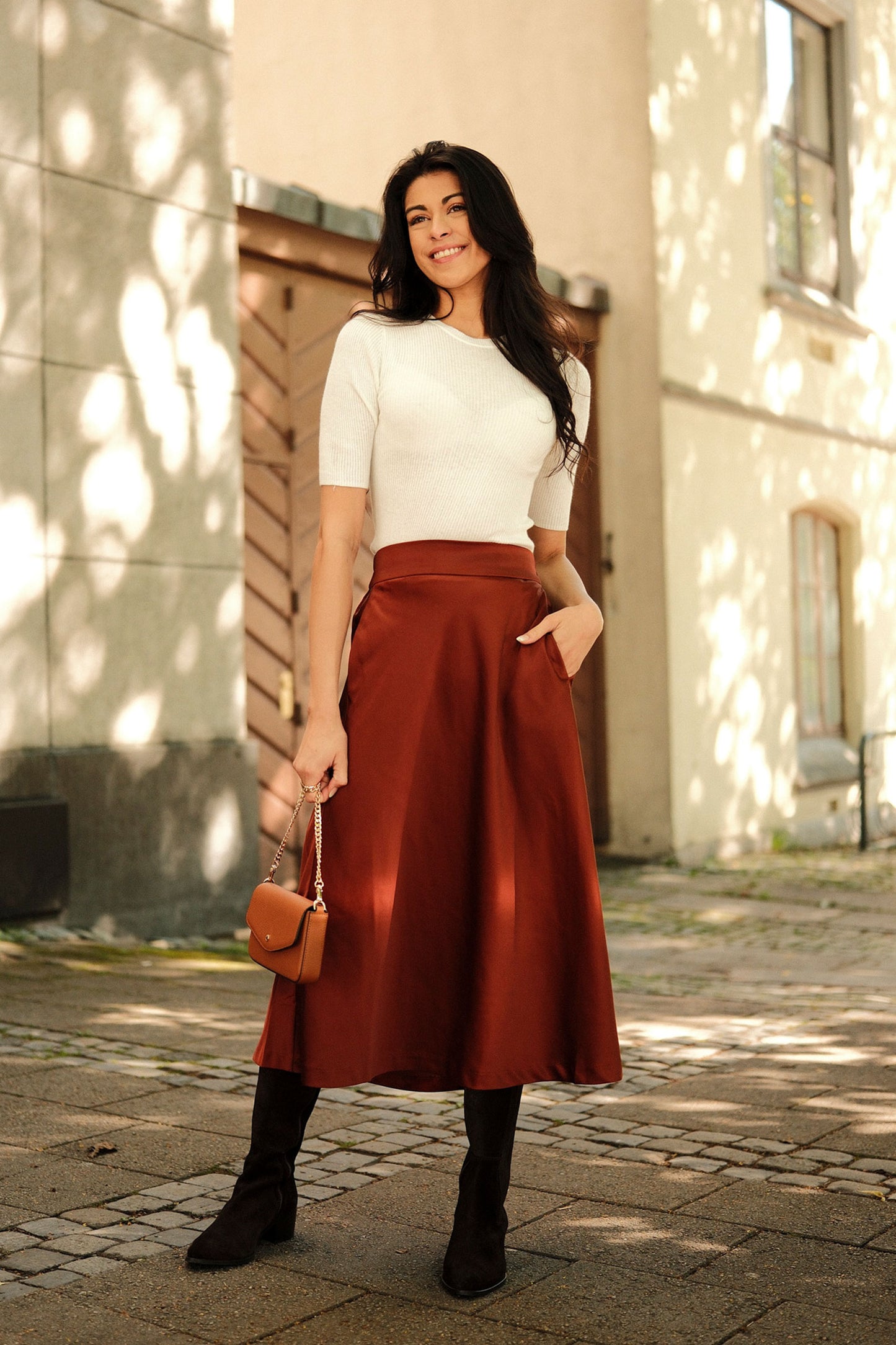 Zilky Skirt by InWear in Brandy Brown