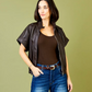 Ivy Faux Leather Zip Jacket London by Suzy D in Brown