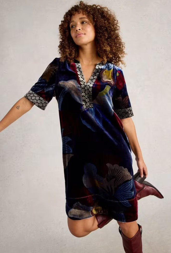 June Velvet Dress by White Stuff in Navy