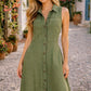 Bowie Button Down A-Line Sleeveless Dress by Kut from the Kloth in Olive