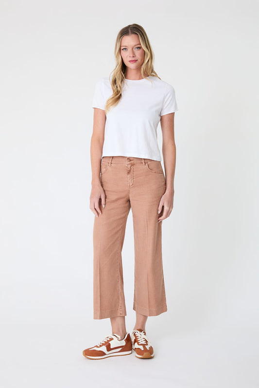 Annabelle Crop Wide Leg Pant by Level 99 in Mocha Mousse