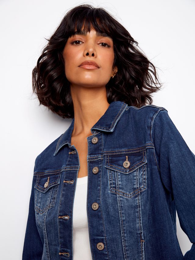 Stretch Denim Jacket by Charlie B in Indigo