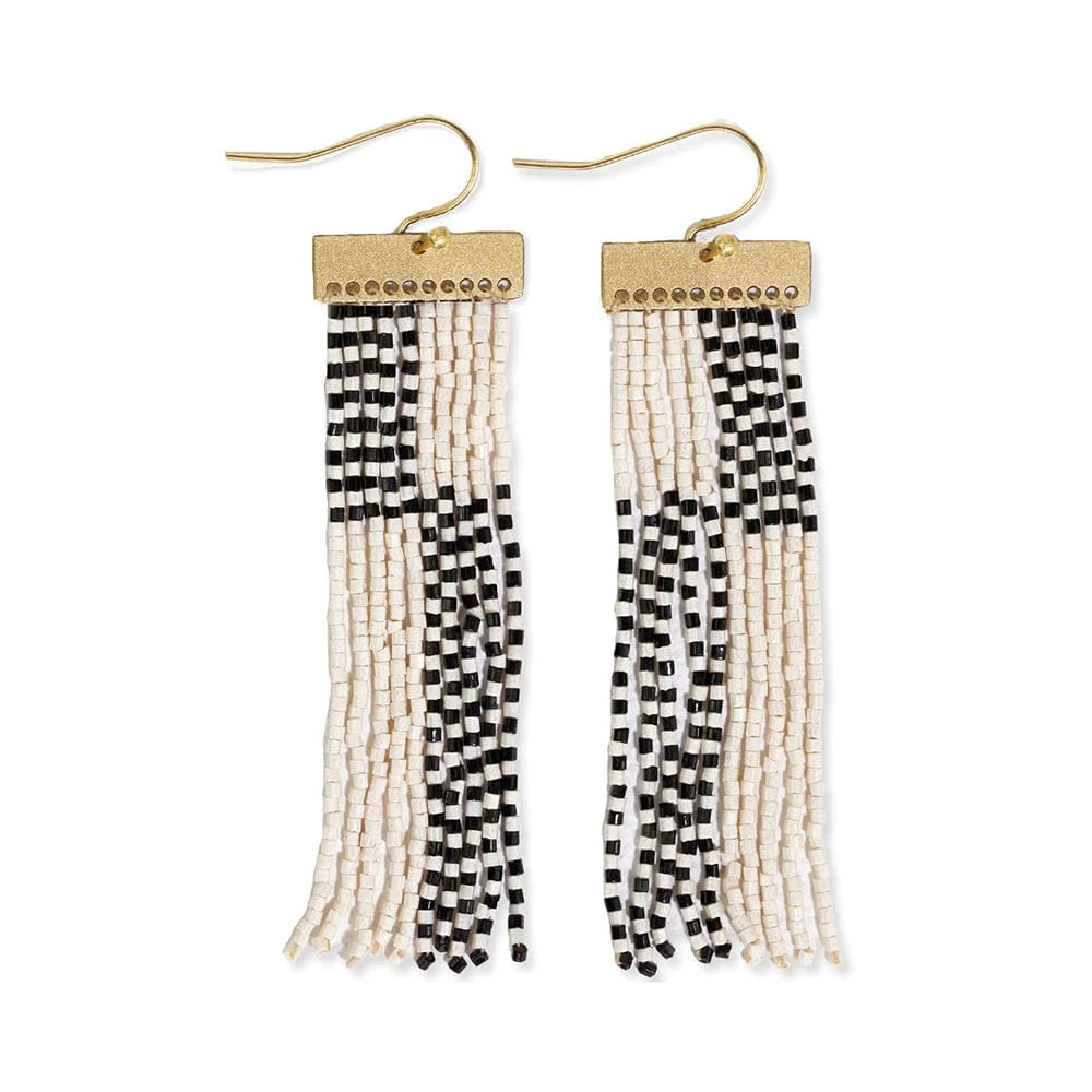 Lana Rectangle Hanger Colorblocks With Stripes Earrings by Ink + Alloy in Black/White