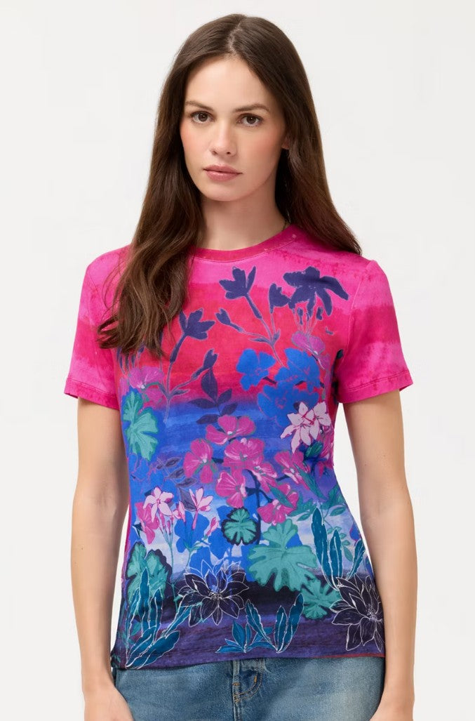 The Janie Favorite Fitted Short Sleeve Tee by Johnny Was in Lavendula Scarf