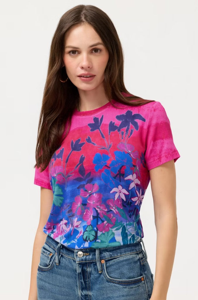 The Janie Favorite Fitted Short Sleeve Tee by Johnny Was in Lavendula Scarf