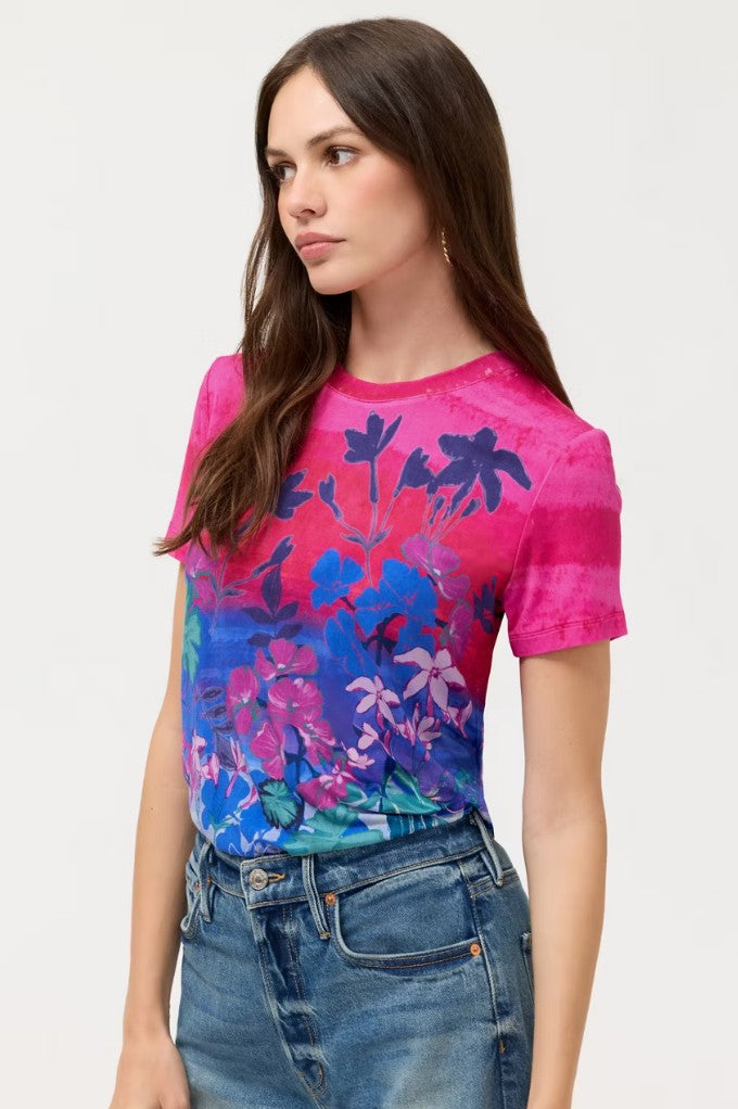 The Janie Favorite Fitted Short Sleeve Tee by Johnny Was in Lavendula Scarf