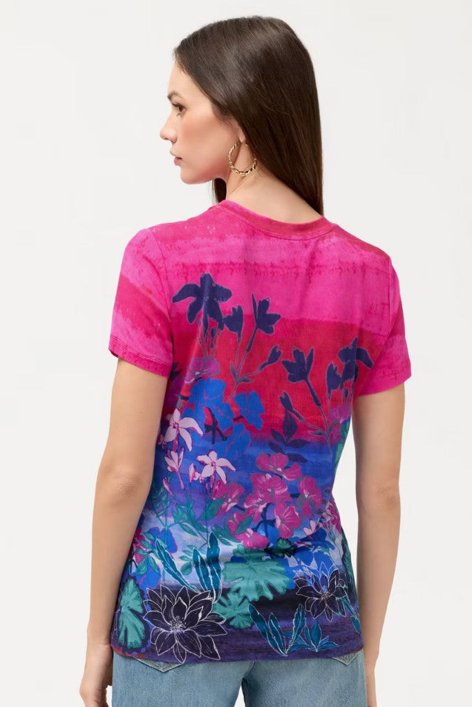 The Janie Favorite Fitted Short Sleeve Tee by Johnny Was in Lavendula Scarf