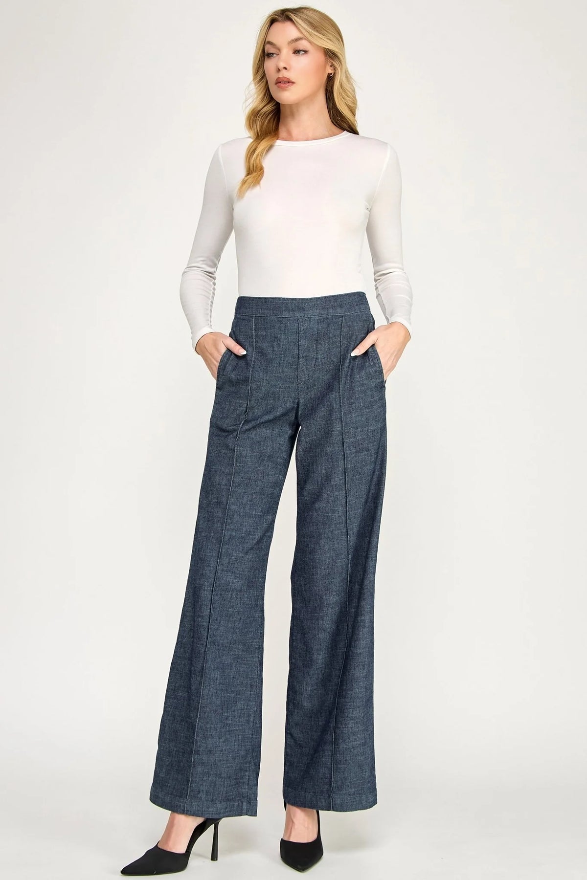 Scarlette Pull-On Trouser by Level 99 in Stargazer