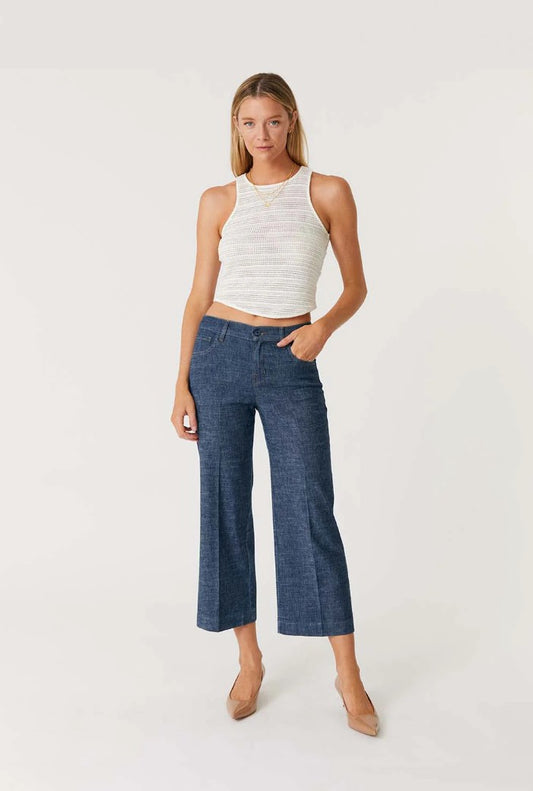 Anabelle Crop Wide Leg Pant by Level 99 in Indigo Night