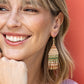 Lexie Horizontal Gold Lines Beaded Fringe Earrings by Ink+Alloy in Desert