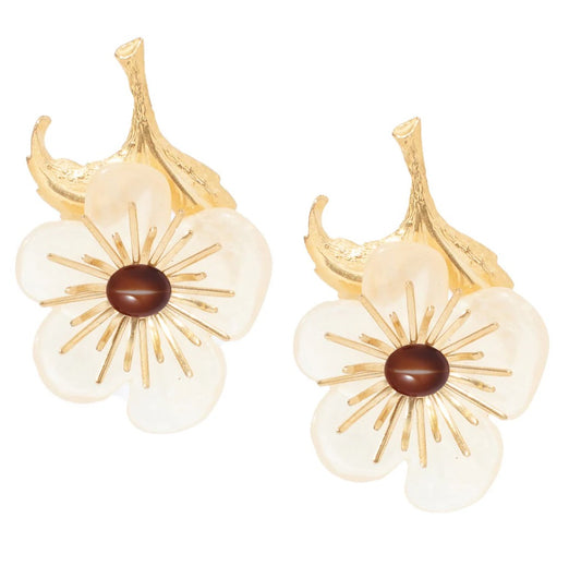 Waterlily Earring by Castlecliff in Tortoise and Cream