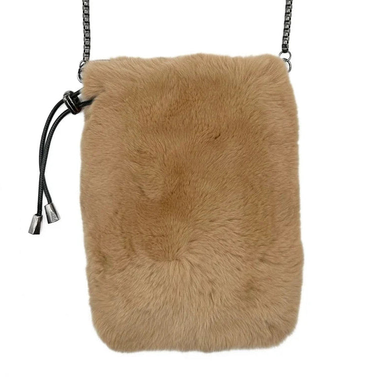 Rabbit Fur Handbag by Linda Richards in Tan