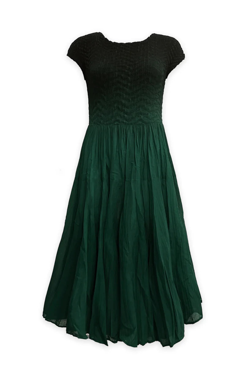 Lizzy Smock Ombre High Low Dress by Wild Cosmos in Jade Green Mix