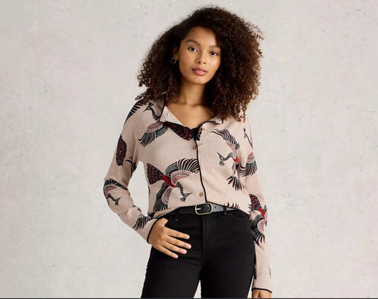 Lulu Print Cardi by White Stuff in Natural Print