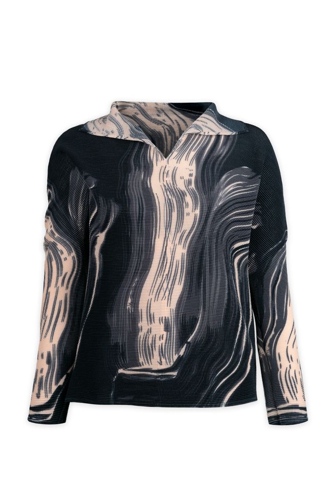 Kayla Brushstroke Top by Wild Cosmos in Black / Vanilla