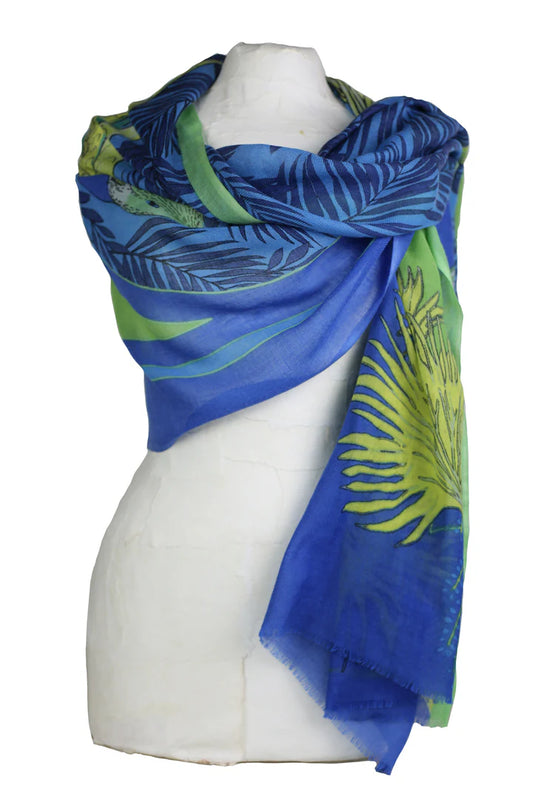 Wool Stole with Birds/Parrots by Supplement d'AM in Manaus Bleu