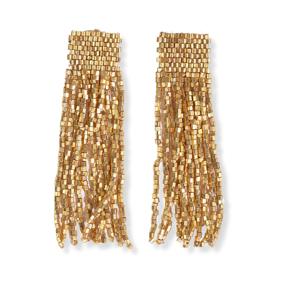 Marilyn Solid Beaded Fringe Earring by Ink + Alloy in Gold