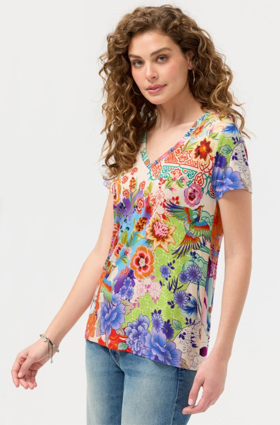 The Janie Favorite Short Sleeve V-Neck Tee by Johnny Was in McDreamer