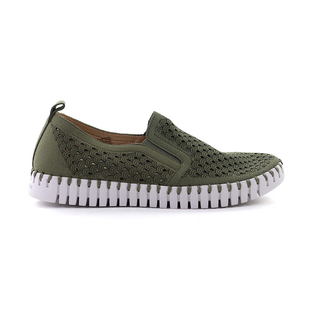 Tulip Flats Shoe by Ilse Jacobsen in Army