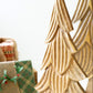 Set of 3 Carved Natural Mango Wood Christmas Trees with Gold Detail by Kalalou