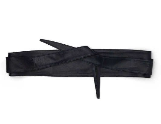 Olivia Leather Wrap Belt by Suzy D London in Navy