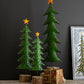 Set of 3 Recycled Iron Christmas Trees on Wood Bases by Kalalou