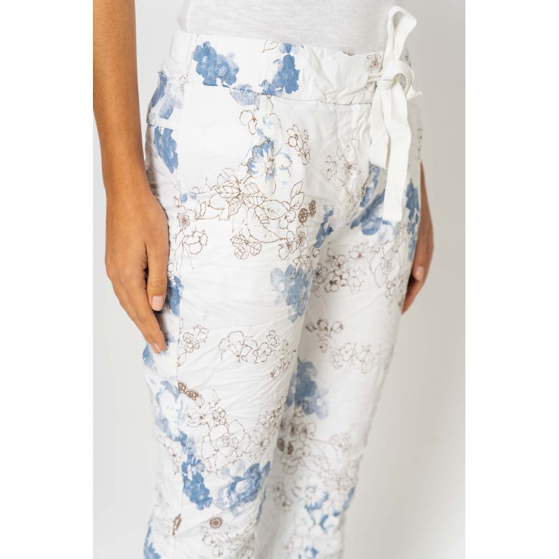 Flower Printed Pants by Look Mode in White
