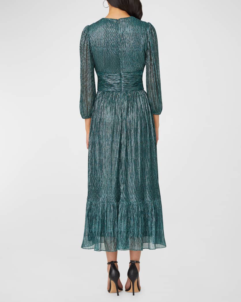 Clara Dress by Shoshanna in Teal Metallic