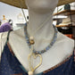 Gemstone Beaded Necklace w/XL Heart by Virtue Jewelry Design in Blue Sea