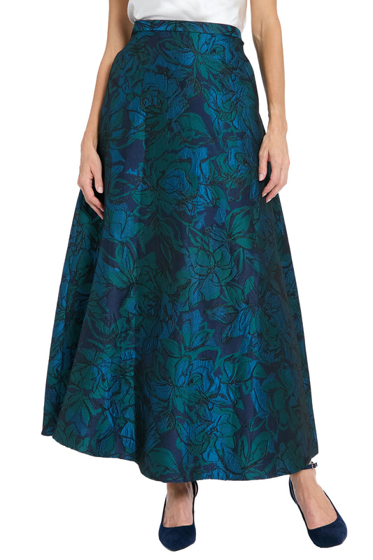 Brocade Jacquard Ball Gown Skirt by Muse in Ocean Blue