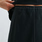 Linen Elastic Waist Skirt by Fun2Fun in Charcoal