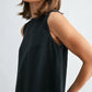 Linen Pleated Back Sleeveless Top by Fun2Fun in Charcoal