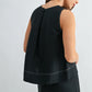 Linen Pleated Back Sleeveless Top by Fun2Fun in Charcoal