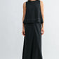 Linen Pleated Back Sleeveless Top by Fun2Fun in Charcoal