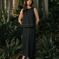 Linen Elastic Waist Skirt by Fun2Fun in Charcoal