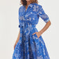 Mrs Maisel Toile Dress by Dizzy Lizzie in Blue