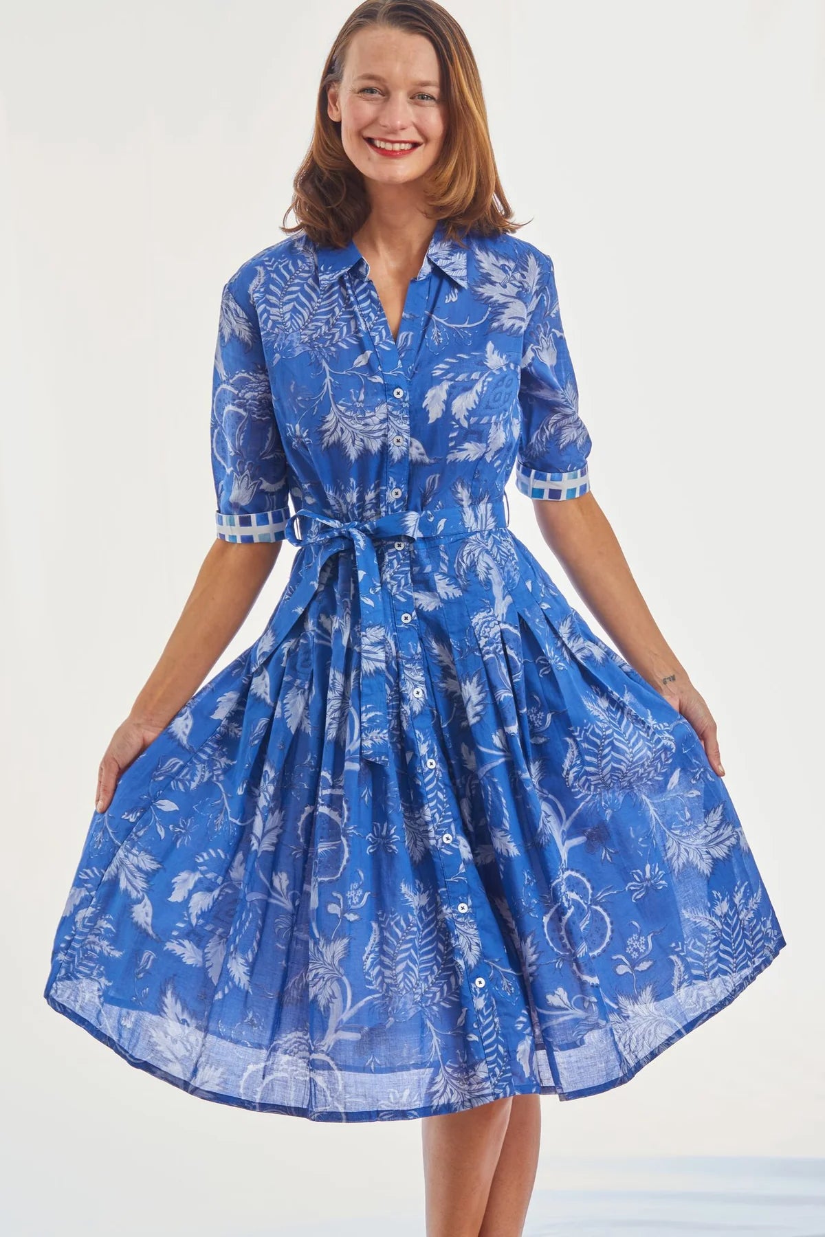 Mrs Maisel Toile Dress by Dizzy Lizzie in Blue