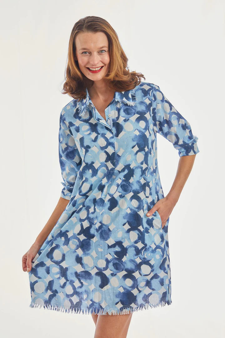 Chatham Dress by Dizzy Lizzie in Blue Watercolor