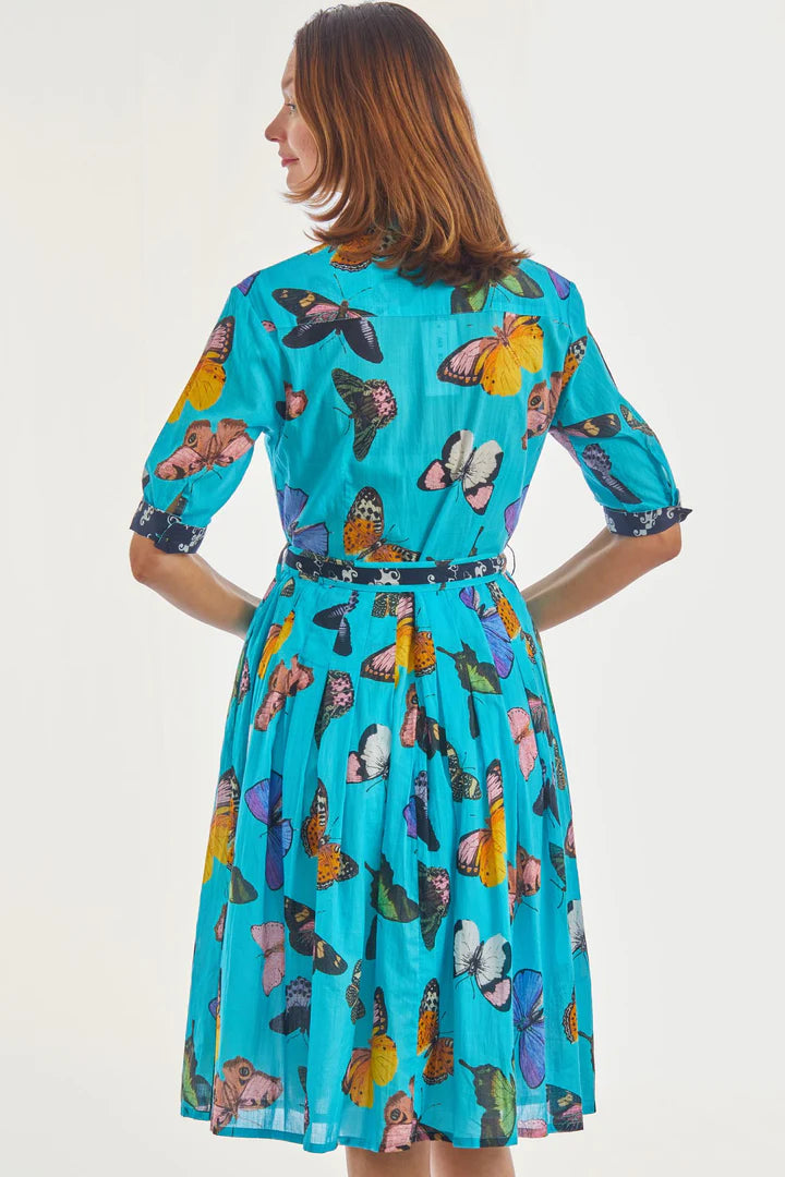 Mrs Maisel Dress by Dizzy Lizzie in Turquoise Butterflies