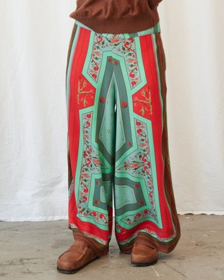 Fleur De Lys Palazzo Pants by One Hundred Stars in Aqua