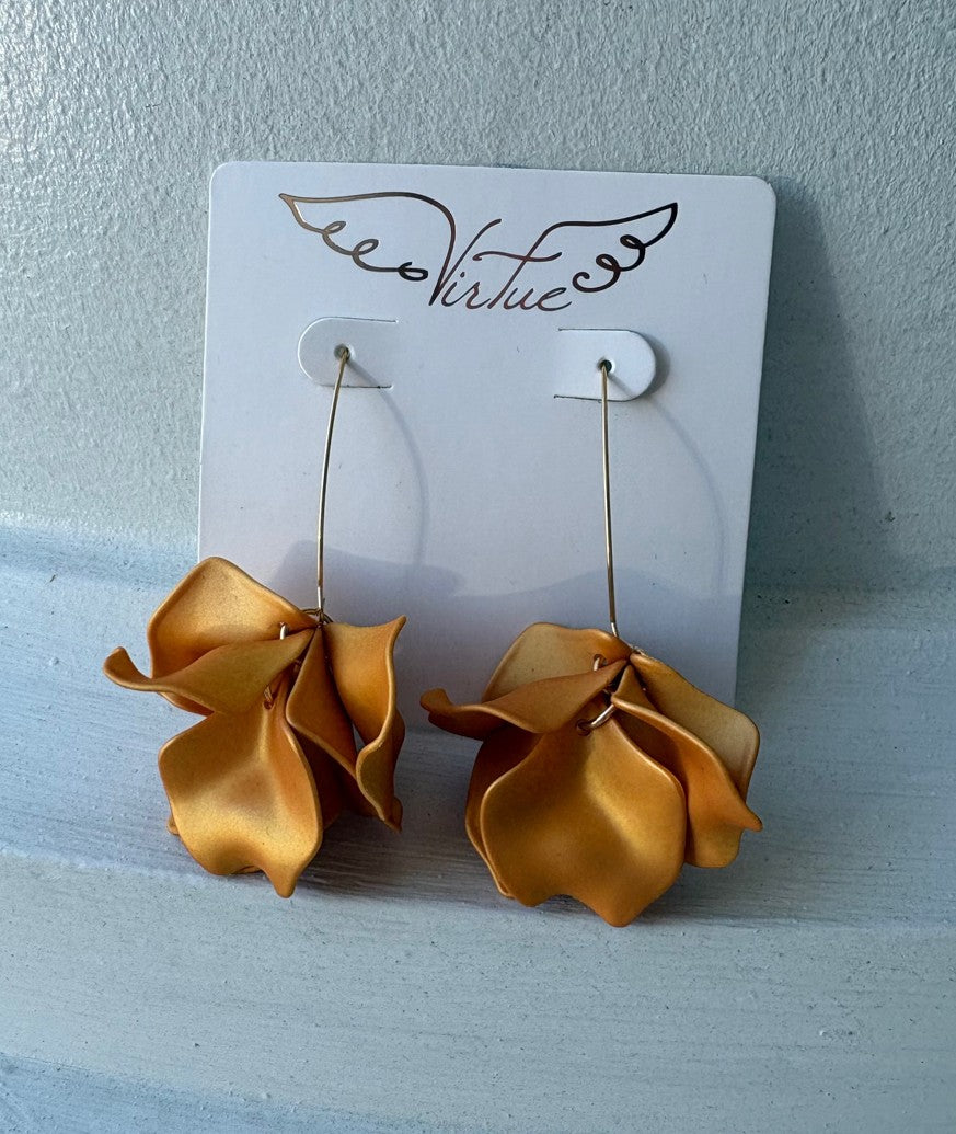 Hyacinth Tiered Earring on Marquis Hook by Virtue Jewelry in Papaya