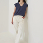 Short Sleeve Iconic Sublime V-Neck Dolman Tee by Patrick Assaraf in Mood Indigo