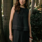 Linen Pleated Back Sleeveless Top by Fun2Fun in Charcoal